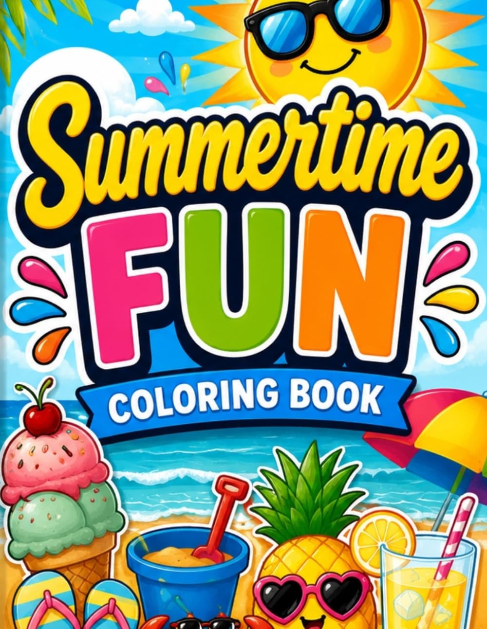 Summertime Fun Coloring Book: Beach, Vacation, Sunshine, and Outdoor Fun Coloring Pages with Summer Scenes for Kids