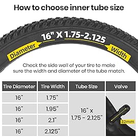 16\'\' x 1.75/1.95/2.15 Inner Tubes (2-Pack) | Compatible with Most 16 Kid Bikes Like RoyalBaby, Schwinn, Dynacraft Magna and Titan - Made from BPA/Latex Free Premium Quality Butyl Rubber