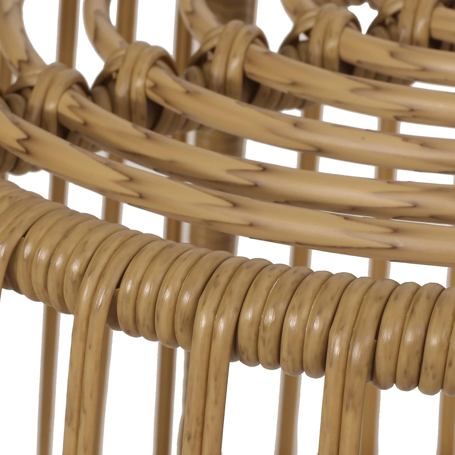 Boho Accent End Table - Round Farm House Coffee Table Side Table with Hollow Design, Boho Natural Rattan End Tables, Circle Nature Aluminium Metal Side Tables Nightstand, Indoor Outdoor Furniture