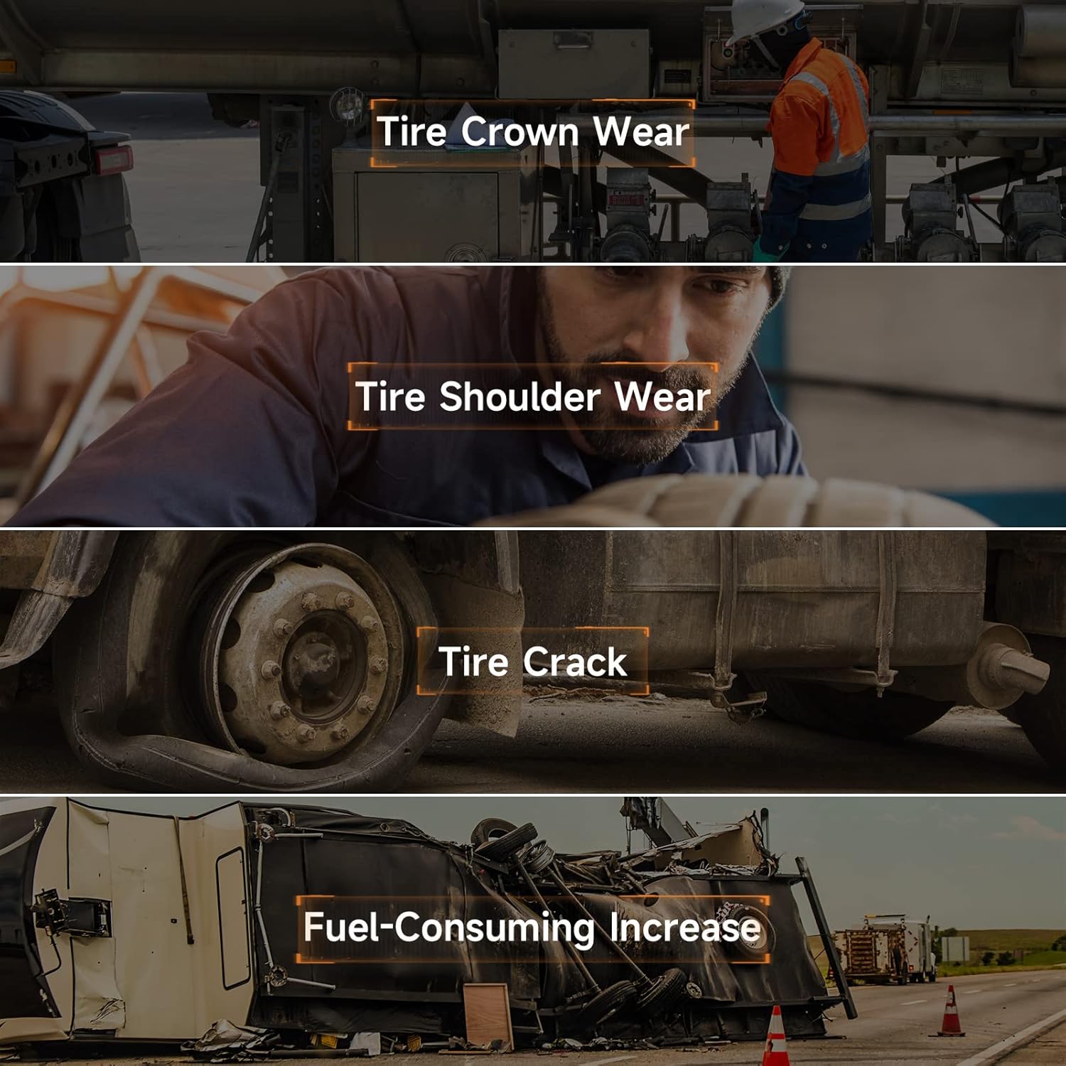 GUTA RV Tire Presssure Monitoring System with 4 Sensors & Signal Booster, Long-Distance Sensing for Trailer, Trucks, Motor Home