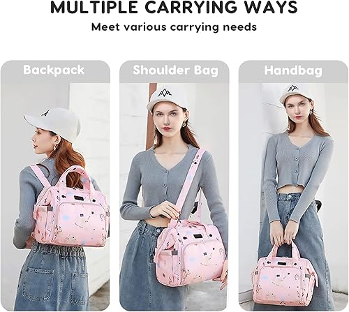 Miniatura 6 de Mochila multifuncional para pañales, ligera, impermeable, para cambiar, pañales de viaje, bolsa de mano para mamá, bolsa de hombro (negro, 11 x 5.9