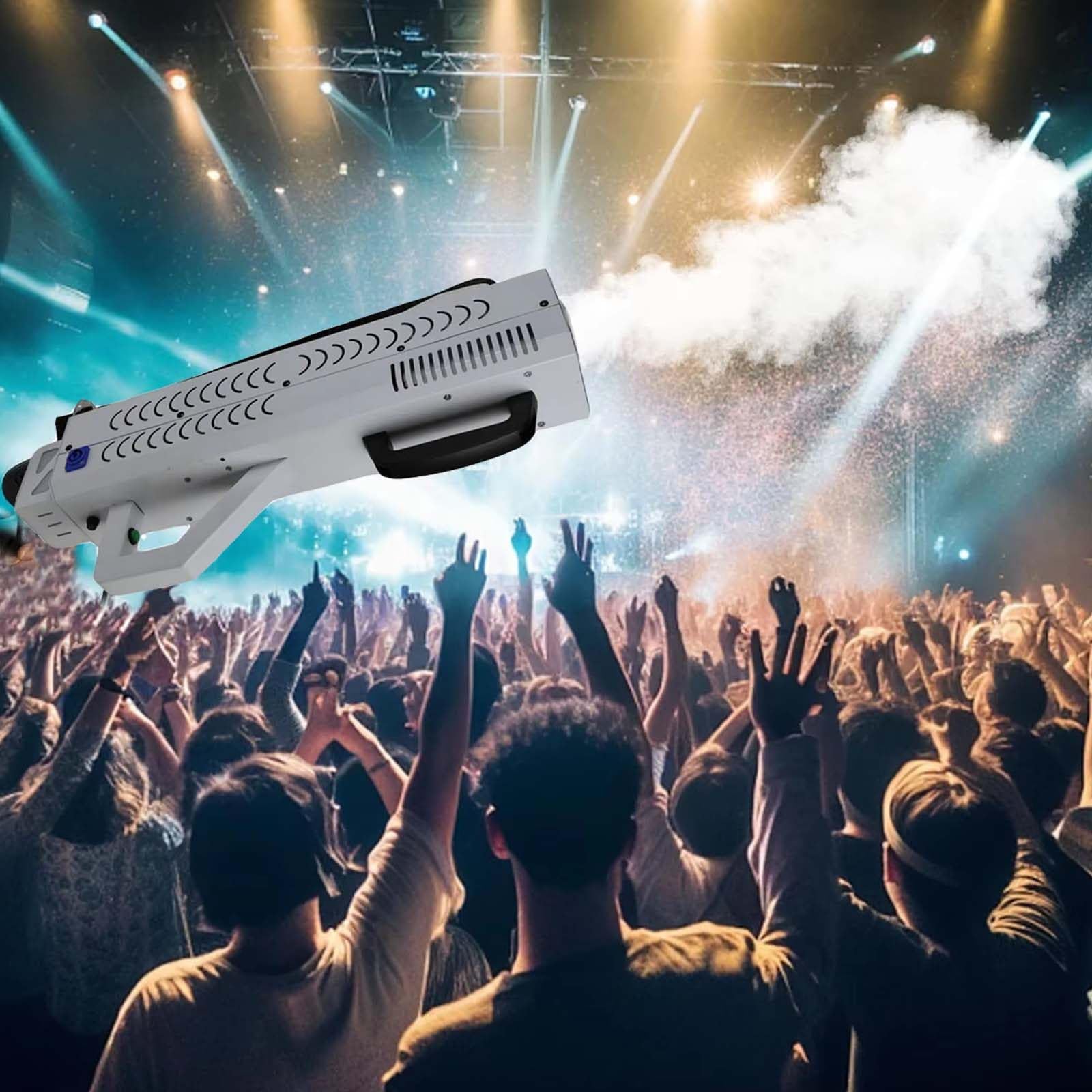 Macchina del Fumo Portatile, 6 LED RGB da 3 W, Attrezzatura per Effetti Scenici per Dj, Eventi, Matrimoni, Spettacoli Teatrali, Macchina A Spruzzo Portatile per Discoteca, Gittata 6-8 M,Silver