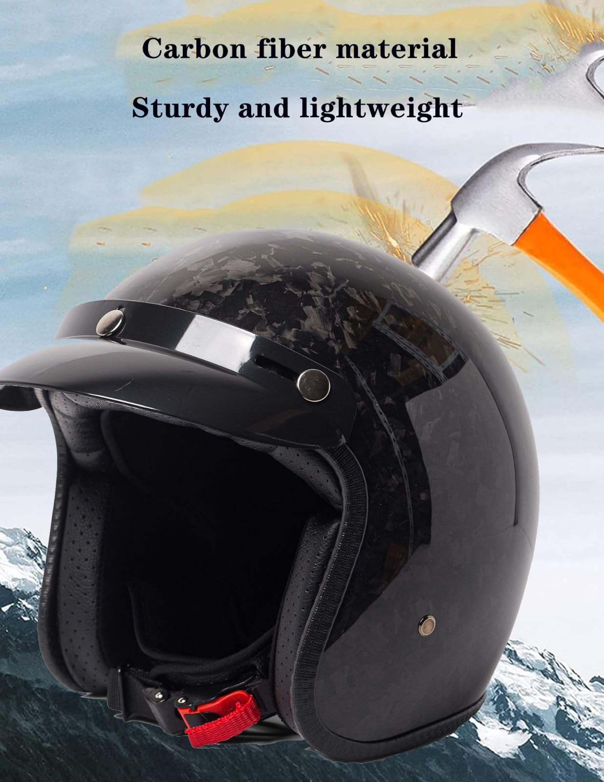 Casque Jet Moto Vintage Casques Bols Mobylette Homologué ECEDOT Demi Casque Ouvert Fibre De Carbone pour Adultes Hommes Femmes Convient À Toutes Les Saisons Casques Portable
