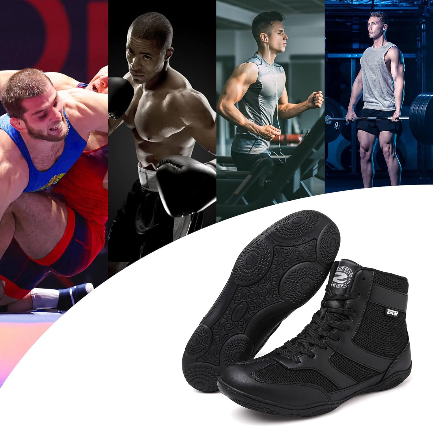 Wrestling Shoes Men Boxing Shoe for Mens Weightlifting Powerlifting Deadlift Squatting High Top Fitness Zero Drop - Image 2