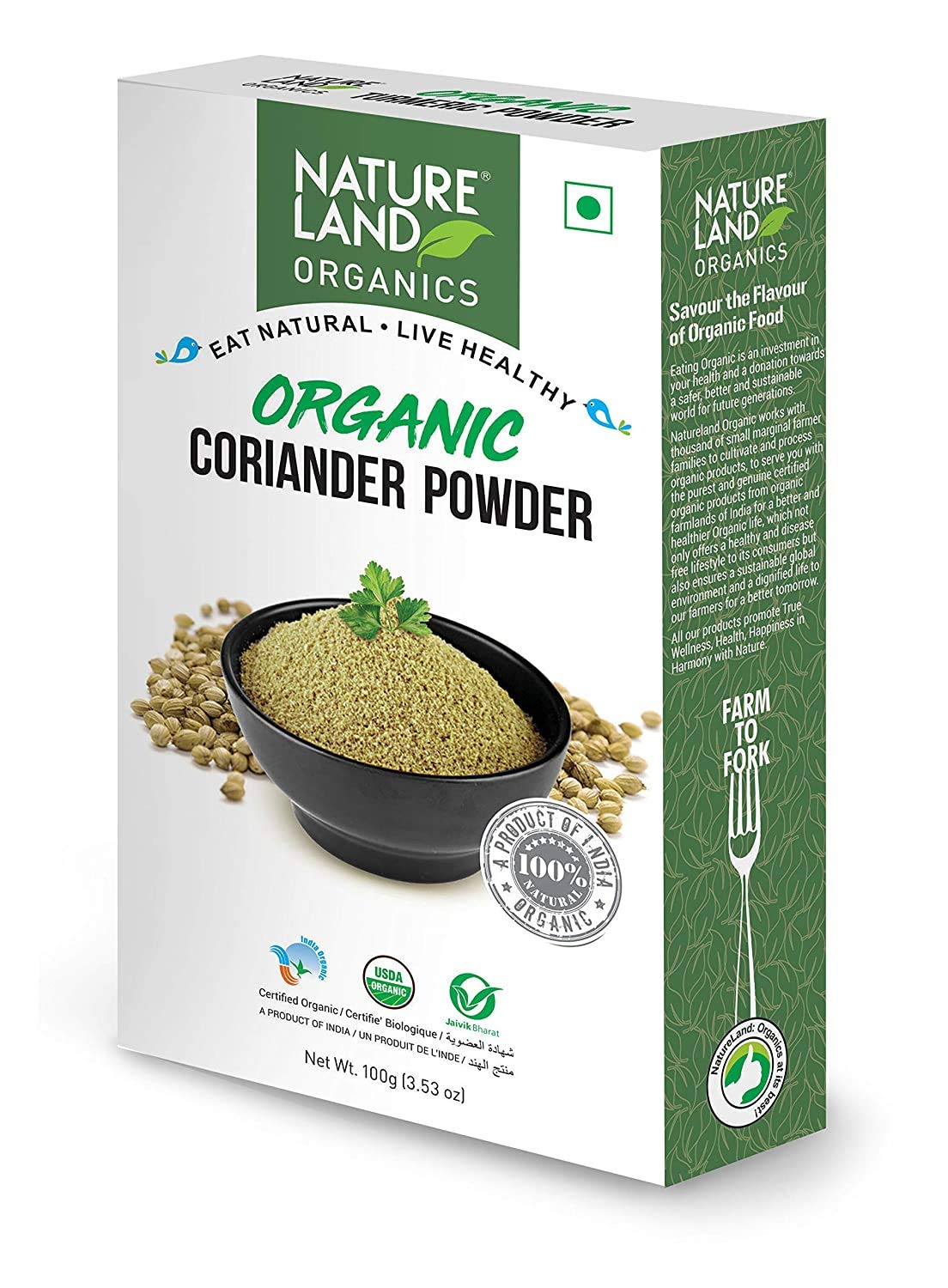 Natureland Organics Coriander / Dhaniya Powder 100 Gm – Organic Healthy Spices Natureland Organics Coriander / Dhaniya Powder 100 Gm – Organic Healthy Spices