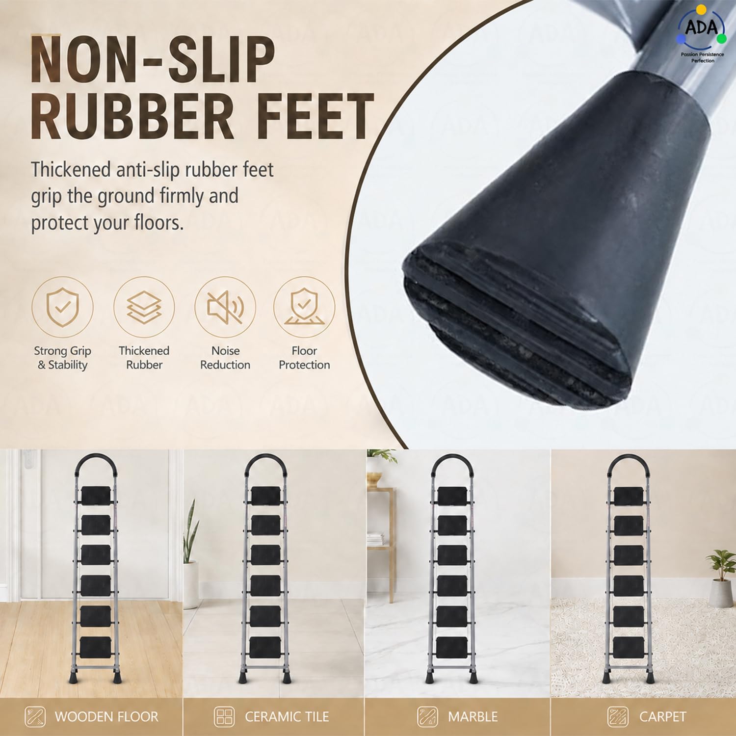 ADA Premium 6 Step Ladder - Heavy Duty & Foldable -9