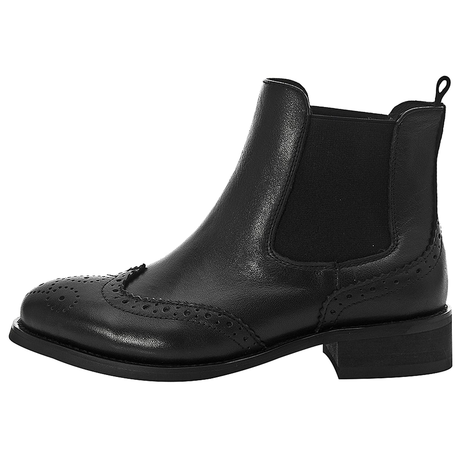 rismart Mujer Correas Wingtips Tobillo Alto Comodas Cuero Botines Botas Chelsea