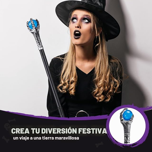Foto 5 de 8 de Spooktacular Creations Bastón redondo de Halloween con garra de dragón de fuego azul para accesorios…