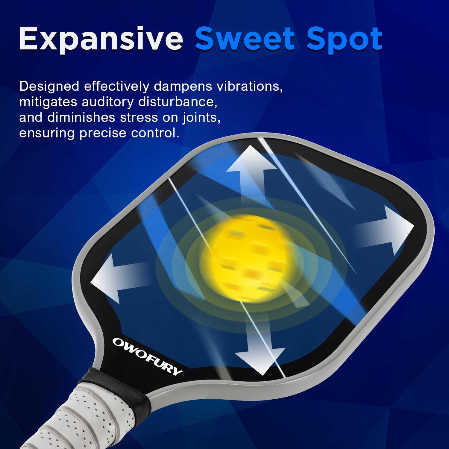 Pickleball Paddles Set of 2 with Fiberglass Surface, Control Paddle Honeycomb Core Pickleball Rackets Included 4 Outdoor Indoor Balls and Bag for Men Women Teenagers