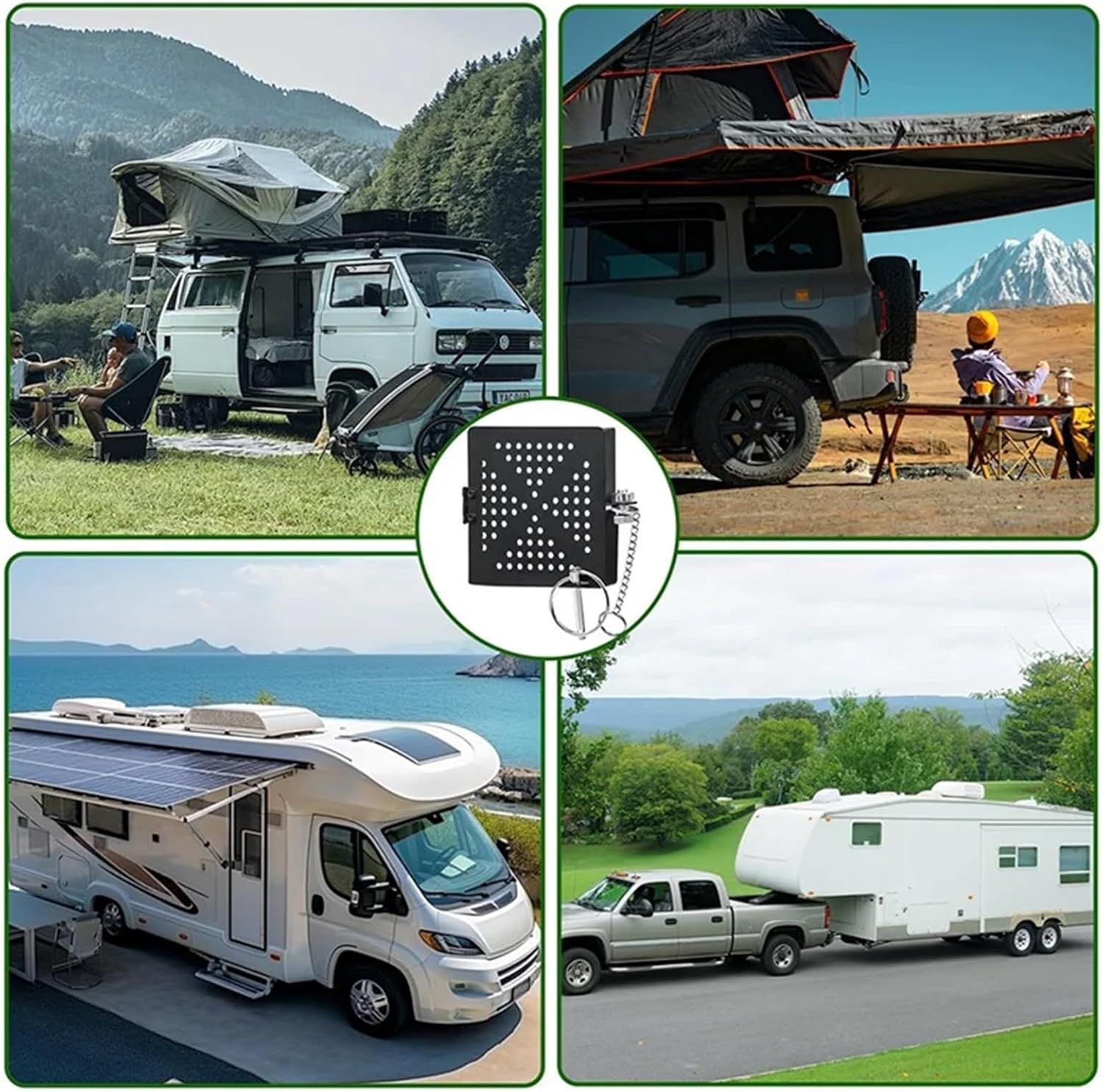 4Inch RV Camper Bumper End Cap Set of 4, Bumper Cap Cover with Sewer Hose Storage and No-Insect Vent Holes