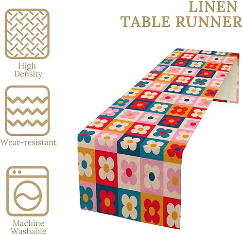 Miniatura 97 de Camino de mesa retro de los años 70, estilo vintage, abstracto, moderno, bohemio, espiral, espiral, ondas, granja, cena, camino para el hogar,