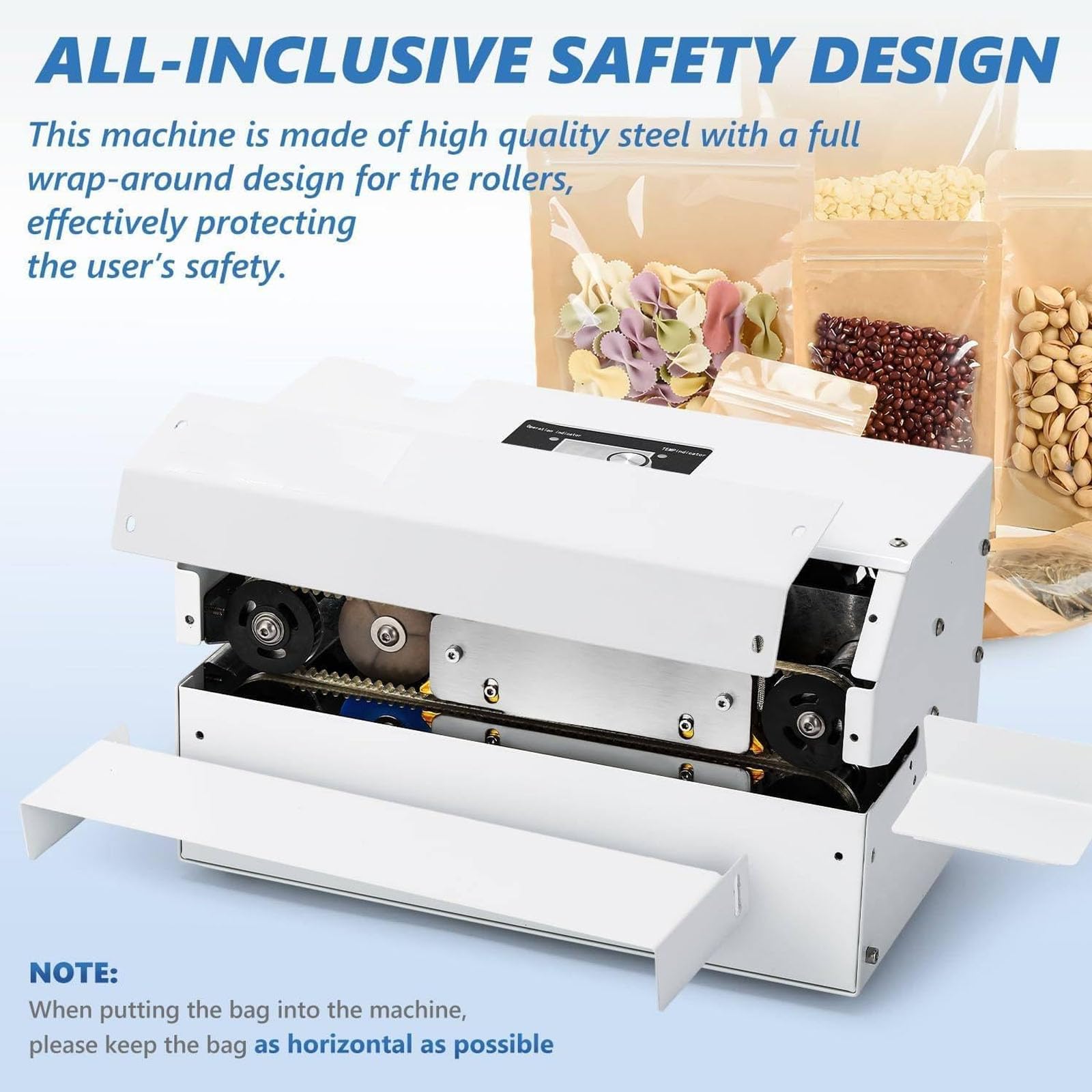 JOSBY Machine De Scellage Automatique en Continu, Machine De Thermoscellage avec Réglage De La Température Et De La Vitesse, Machine De Scellage Horizontale Automatique pour Sacs Plastiques