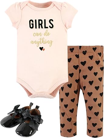Hudson Baby Unisex Baby Cotton Bodysuit, Pant and Shoe Set
