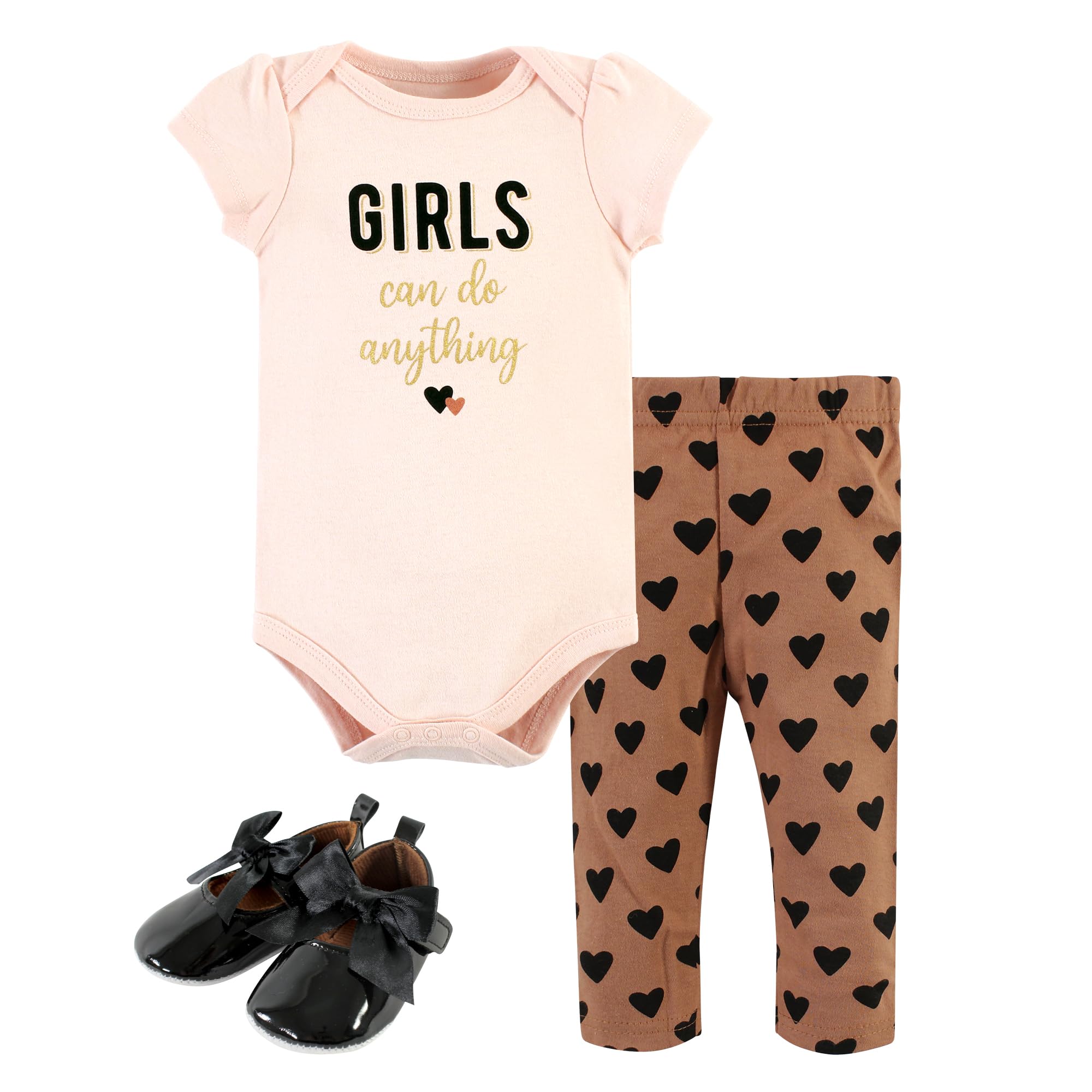 Hudson Baby Unisex Baby Cotton Bodysuit, Pant and Shoe Set