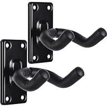 Olycism Guitar Hanger, Wall Hanging, Guitar Holder, Automatic Lock, High Strength, Includes Guitar Pick, Mounting Screws, For Acoustic Gis, Electric Bass, etc., Black
