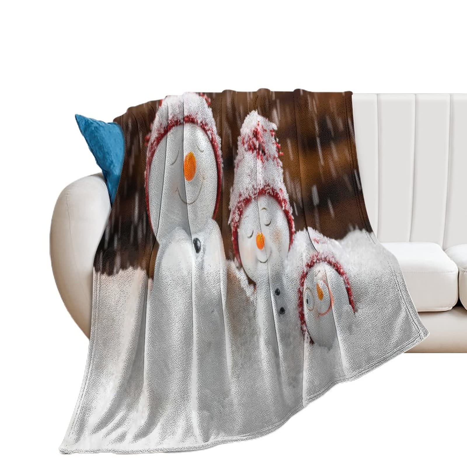 Plaid bonhomme de neige en flanelle douce couverture cocooning de canapé