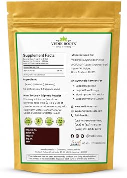 Triphala Powder 100g 100% Pure & Natural Digestive Cleanser, Detox Supplement & Immunity Booster Haritaki, Bibhitaki & Amla Ayurvedic Herbal Powder