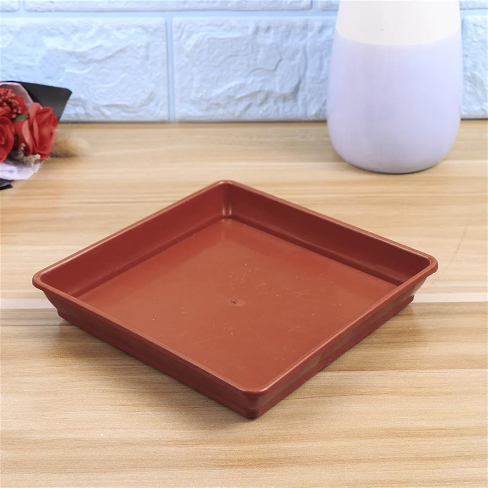 Verdes Platos Para Macetas Posavasos redondo for plantas, plato de agua for jardín, bandeja for maceta, platillos for atrapar plantas de interior, goteo cuadrado, 10 Uds. Platillos Para Plantas(White)