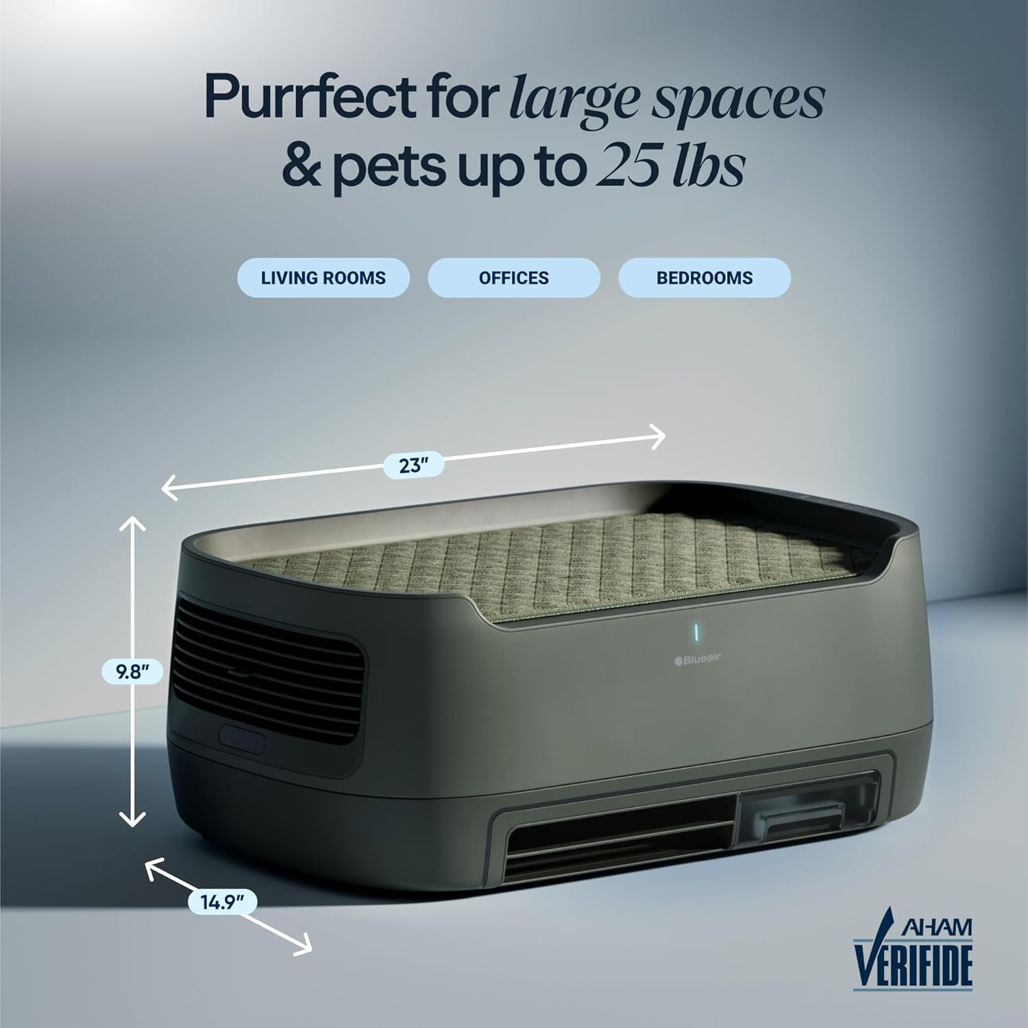 Blueair PetAir Air Purifier for Pets with Built-In Pet Bed, H13 True HEPA, 5-Stage Filtration, Smart Auto Mode, Removes Pet Dander, Hair, Odors & Allergens, Large Rooms up to 1300 sq ft