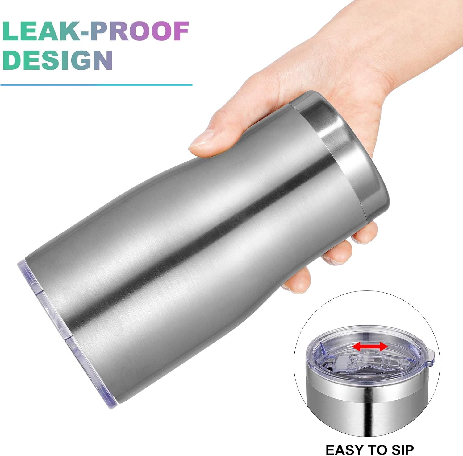 VEGOND 20oz Tumbler Stainless Steel Tumbler Cup with Lid And Straw Vacuum Insulated Double Wall Travel Coffee Mug(Stainless 12 Pack) - Image 5