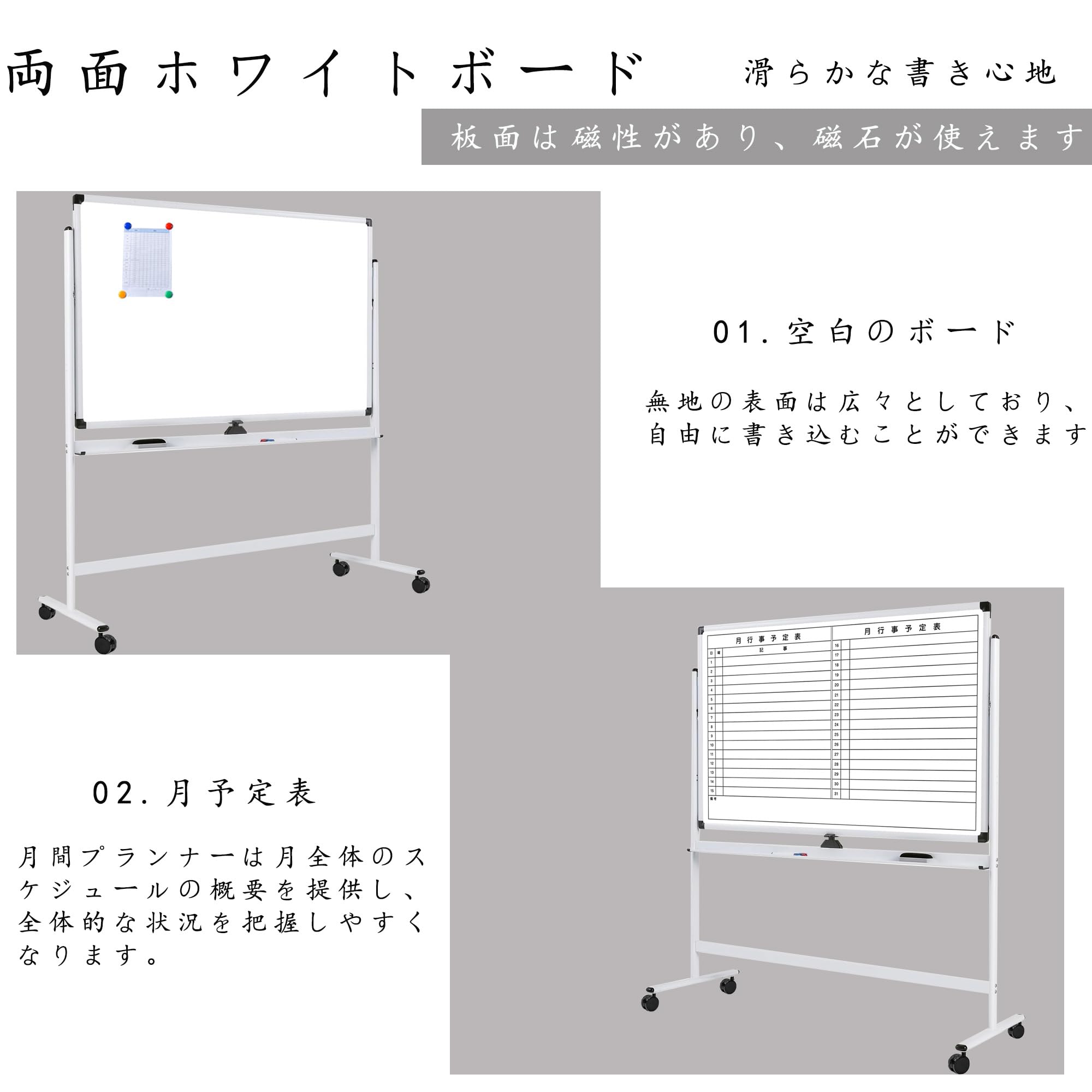Amazon.co.jp: 法人様向 ホワイトボード 回転式 両面マグネット