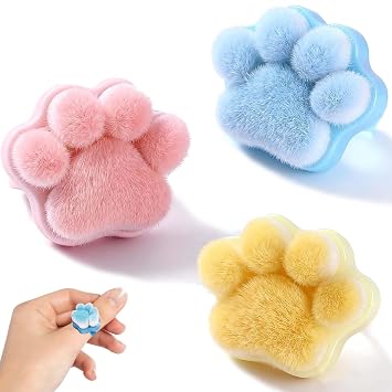 3 Pieces Cat Paw Open-Ring Nail Dust Brush Portable Manicure and Pedicure Cleaning Tool for Nail Art Powder Removal, Home DIY or Salon Use
