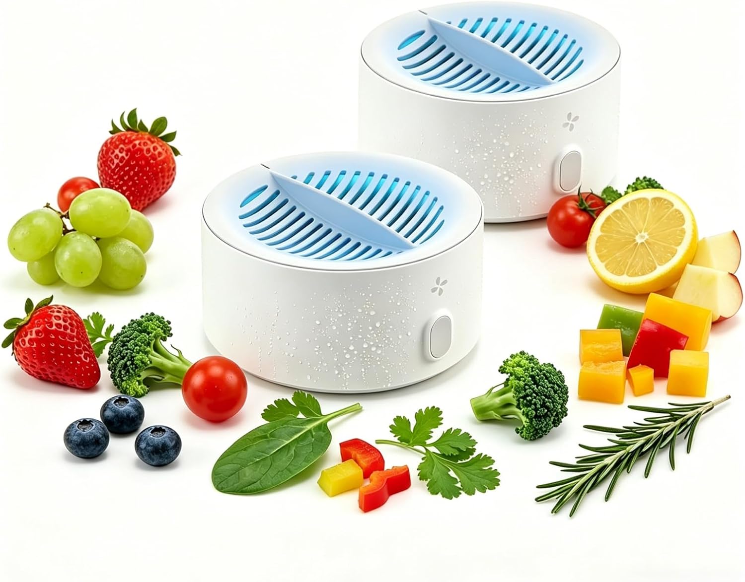 Fruit and Vegetable Purifier Cleaner Washing Machine, OH-ion Portable Food Device for Surface Residues, IPX7 Waterproof Cordless Device, for Berries & Meat (2 PCS)