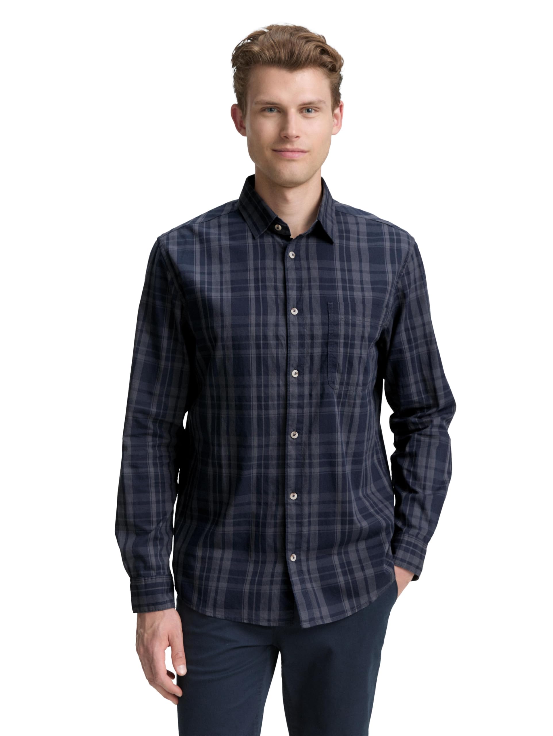 TOM TAILOR Herren Regular Fit Hemd mit Karo-Muster