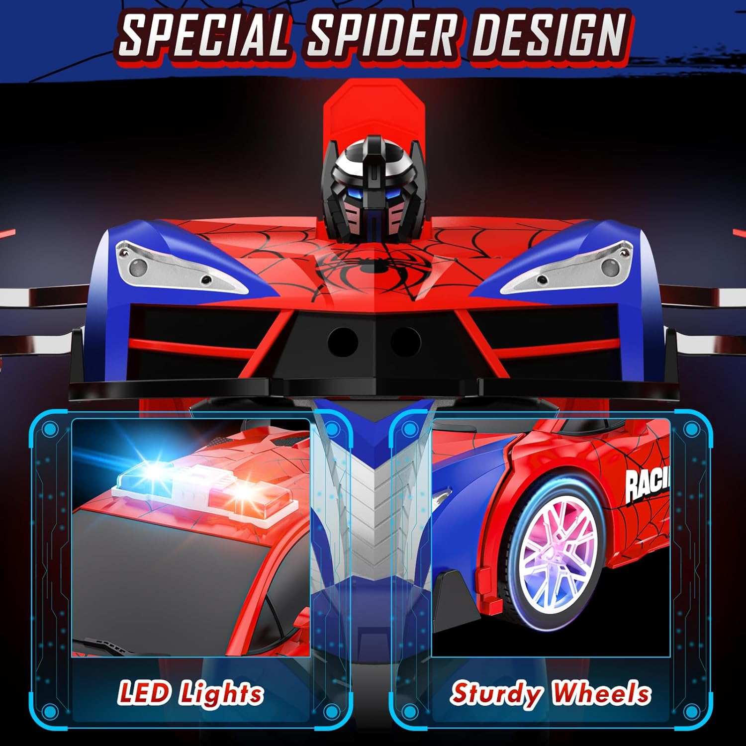 Remote Control Car, One-Button Transform Toys Car, 2.4GHz RC Cars 1:18 Scale, 360 Degree Rotation Police Car Toy Transforming into Robot Toy for Boys Girl Kids 4-7 8-12 6-8, Birthday - Image 4