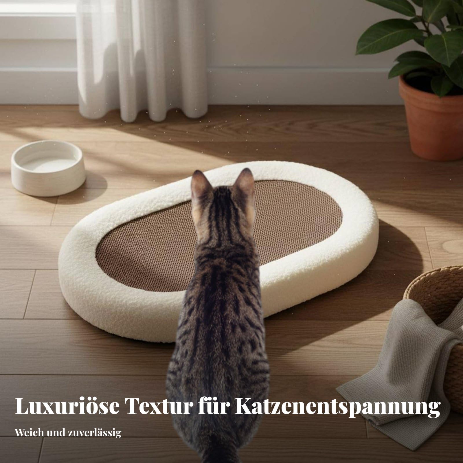 Kratzbrett für Katzen Schnurrnest Sisal Kratzfläche Spielwiese mit Ballspielzeug Stabile Schlafmulde Zum Verweilen Und Kratzen für Wohnambiente Entspannung, Sternenhimmel Oval