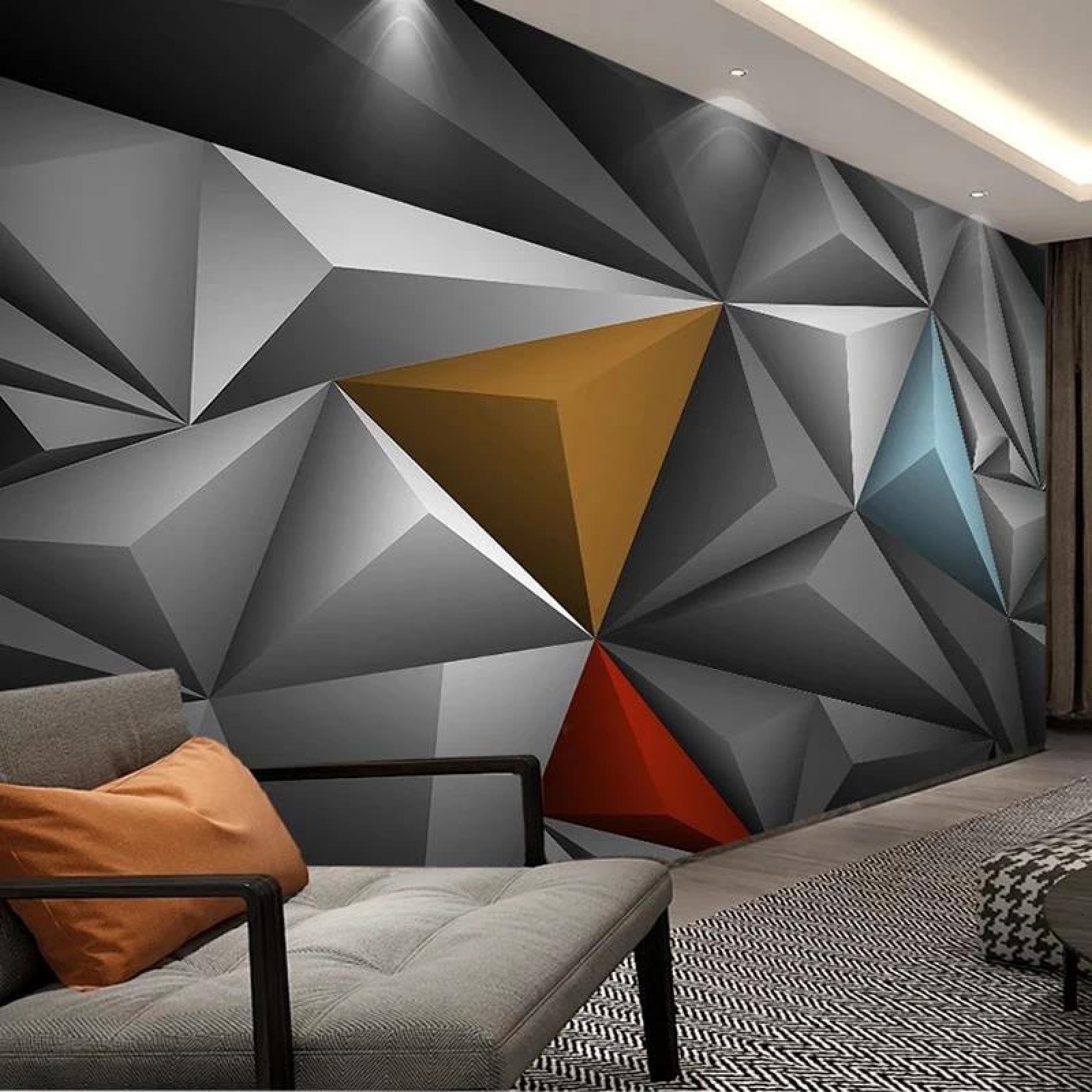 Décoration papier peint 3D salon géométrique diamant en soie autocollant pour habillage mural art