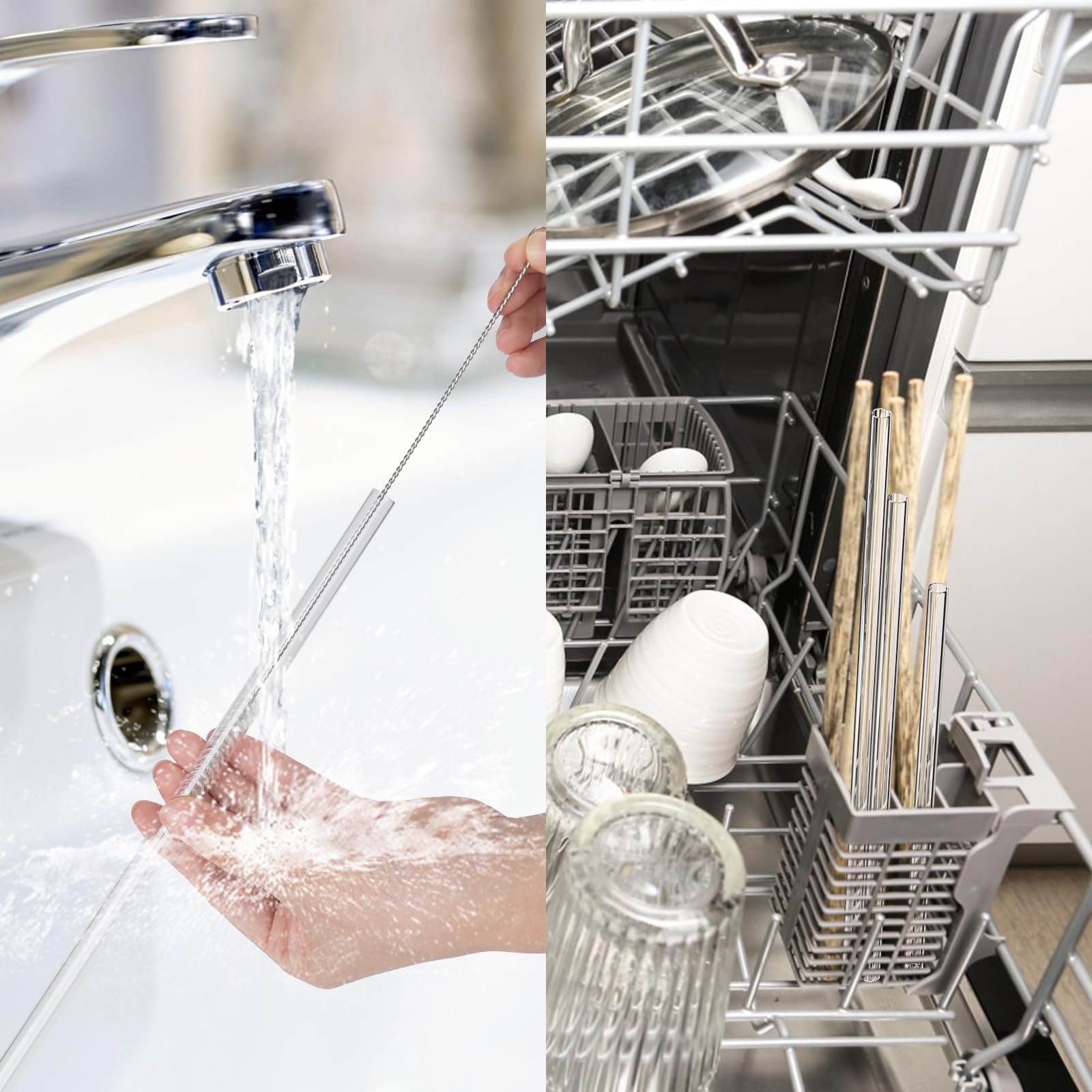 12 Cannucce Riutilizzabili In Plastica Dura Trasparente 10.5 Pollici - Per Bevande Calde/fredde
