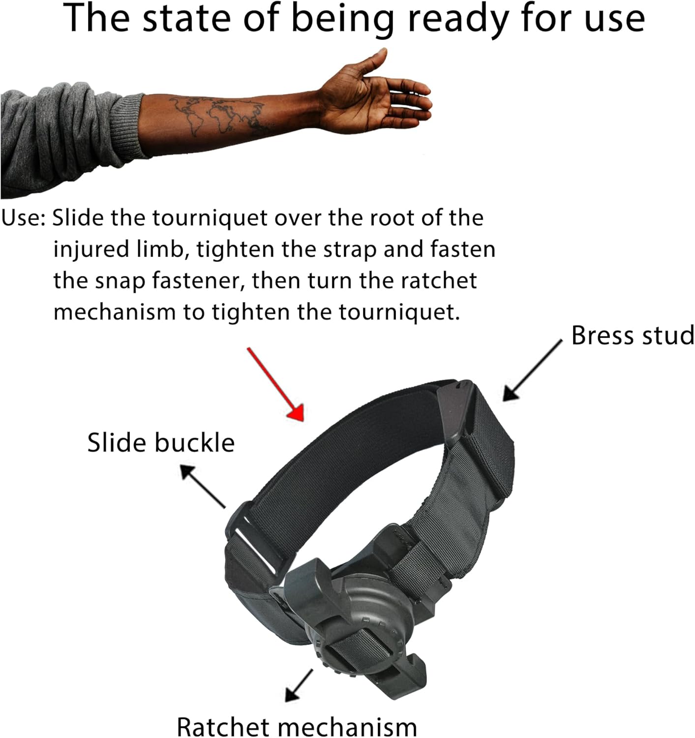 Emergency Tourniquet,Tactical Medical Solutions,Ratchet Mechanism simplifies hemostasis procedures,First Aid Kit Tools