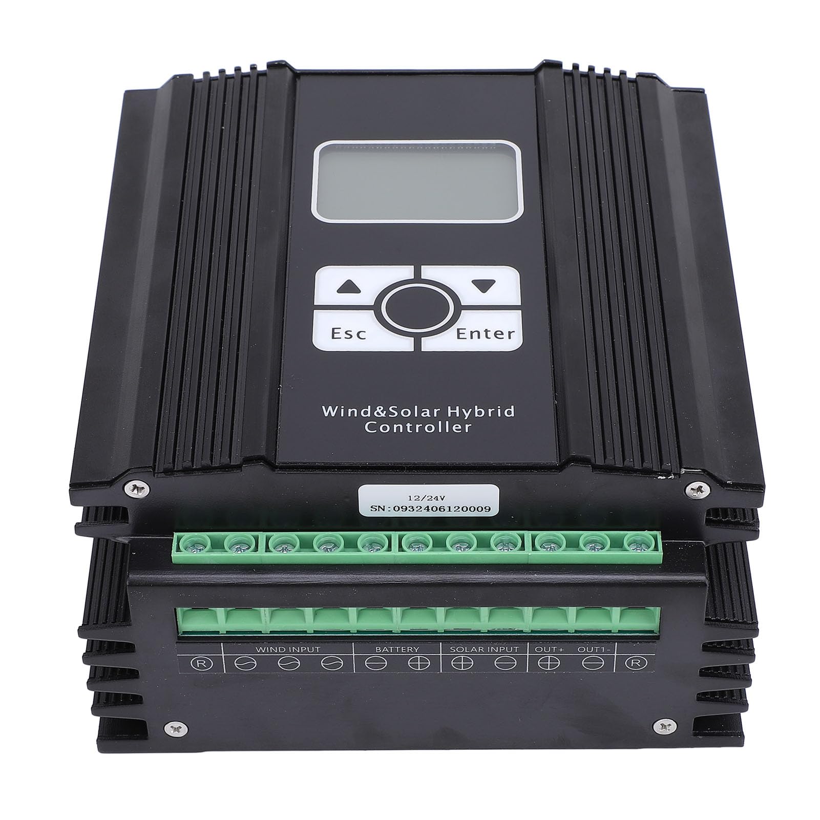 Garosa Wiatrowy Regulator ładowania Słonecznego 12 V/24 V MPPT Hybrydowy Regulator z Wyświetlaczem LCD Technologia Boost PWM dla Domowych Morskich Systemów Oświetlenia Ulicznego (Wentylator 1000W)