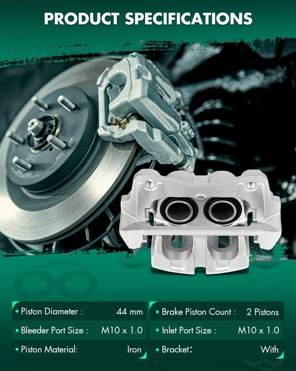 SCITOO 19B3102 19B3103 Front Left & Right Disc Brake Calipers Assembly w/Bracket For Acura For TL 2009-2014,For Acura For TLX 2015-2018,For Honda For Ridgeline 2006-2014