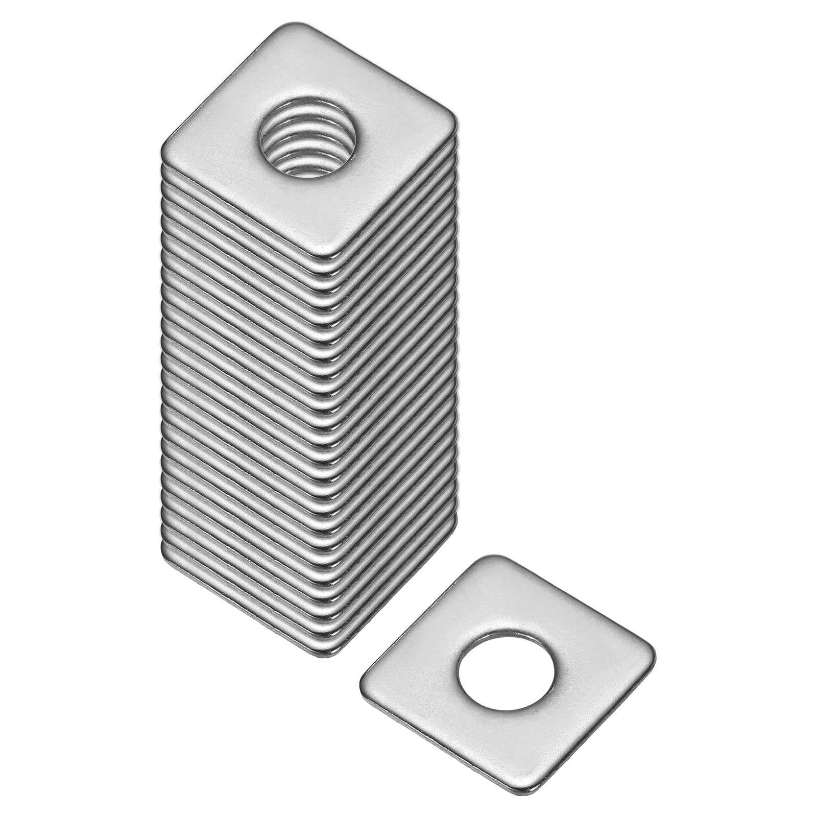 sourcing map Square Washer, 25Pcs M8x20x20x1.5mm 304 Stainless Steel Square Plate Washers Flat Pad Spacer Gasket for Hardware Fastener