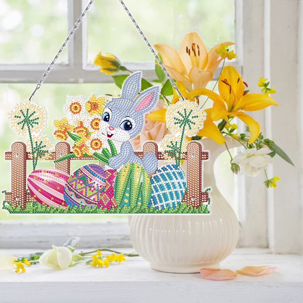 Kit Peinture Diamant 5D Pâques - Lapin à Paillettes DIY Pour Décoration