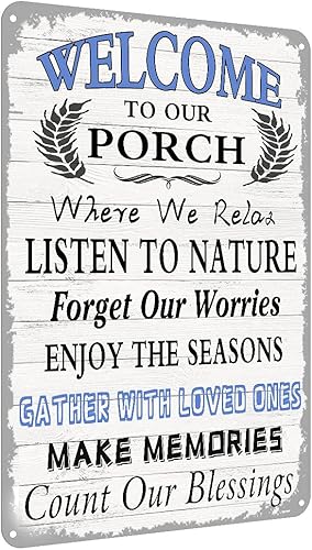 Viodenl Letrero de metal vintage con texto en inglĂ©s "Welcome to Our Porche", decoraciĂłn del hogar, patio, granja, bar, cafeterĂa, decoraciĂłn de Viodenl Letrero de metal vintage con texto en inglĂ©s "Welcome to Our Porche", decoraciĂłn del hogar, patio, granja, bar, cafeterĂa, decoraciĂłn de