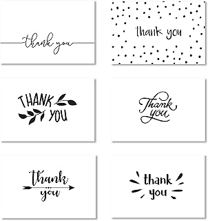 36 Pack Card Box Assorted Thank You Cards with Envelopes, Black and White Handwritten Blank Cards for a Greeting, Notes, Gifts with Envelopes for Wedding, Baby and Bridal Shower