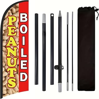 Boiled Peanuts Feather Flag for Business, 8.2FT Outdoor Advertising Swooper Banner with Pole and Ground Stake – Tear-Resistant Polyester Sign for Shops, Events & Promotions