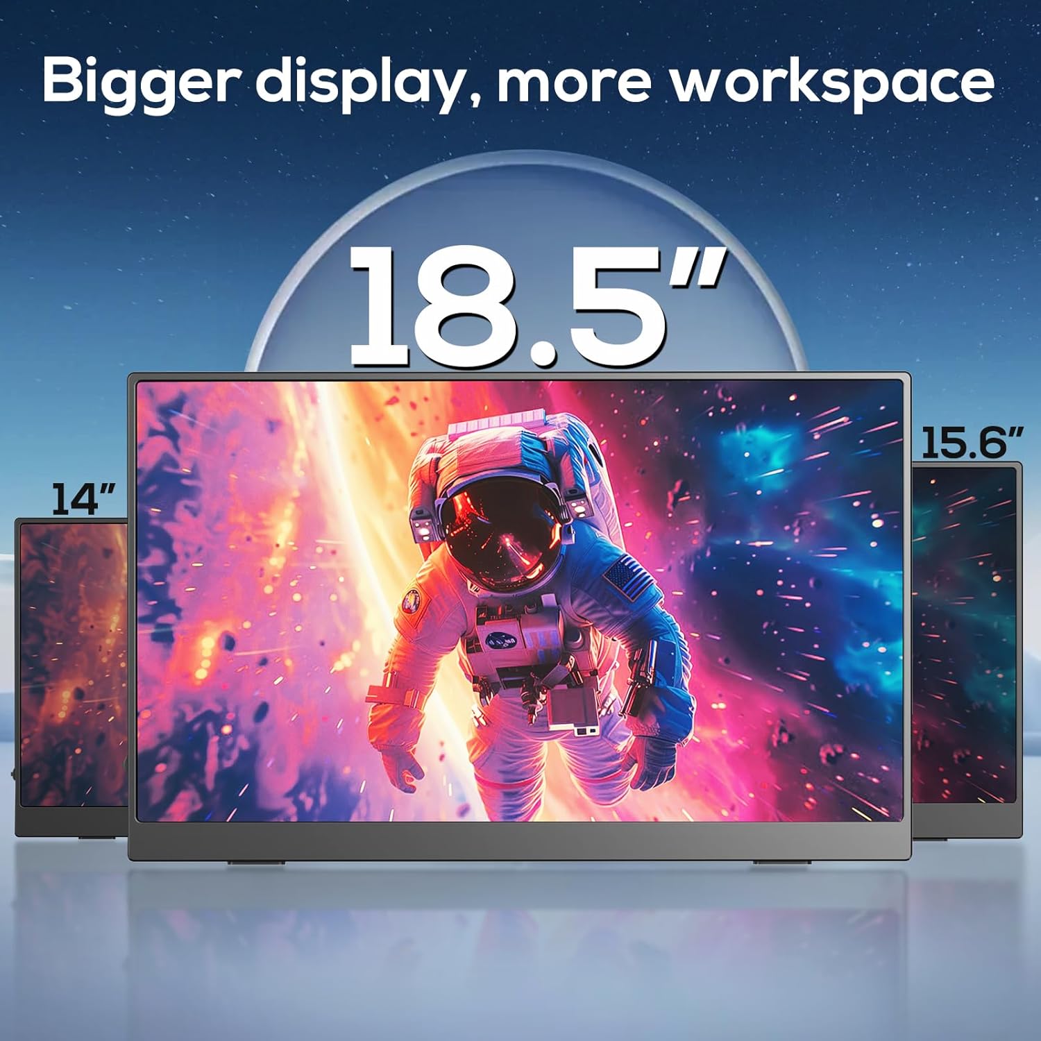 18.5" Portable Monitor 1080P FHD 120Hz 100% sRGB USB-C HDMI Second Screen for Laptop, Travel Display with Smart Cover, VESA Mountable