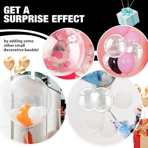 Miniatura 5 de Zubebe 100 globos transparentes Bobo para relleno, 12 pulgadas, 18 pulgadas, 20 pulgadas, 24 pulgadas, decoraciones de fiesta de burbujas