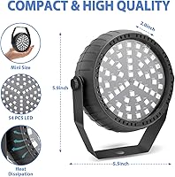 Vista 4 de luces estroboscópicas, 54 luces LED RGB súper brillantes, luz estroboscópica mini para fiestas, luces estroboscópicas de Halloween con control