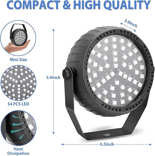Miniatura 4 de Luces estroboscópicas de Halloween, Telbum coloridas luces estroboscópicas para fiestas, súper brillantes 54 luces LED RGB con control remoto, luz