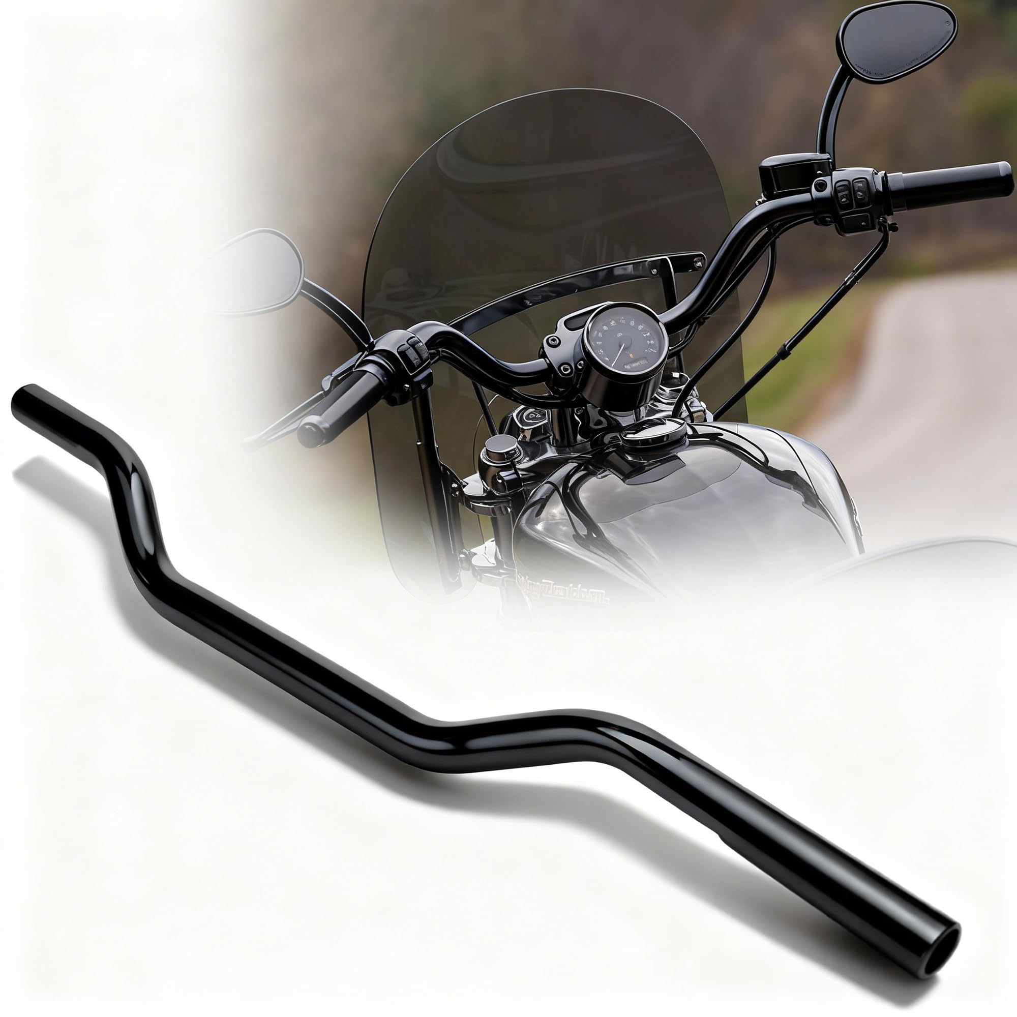 MoKitDora 2.7" Rise 1" Clamp Drag Bars Handlebars for Harley 2010-later XL883L XL1200C XL1200NS XL1200T XL1200V and XL1200XS Models, Black