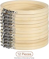 Vista 5 de PATIKIL 12 aros de bordado de 6 pulgadas, redondos, ajustables, de bambú, círculo, punto de cruz, a granel, para bordar, arte, manualidades