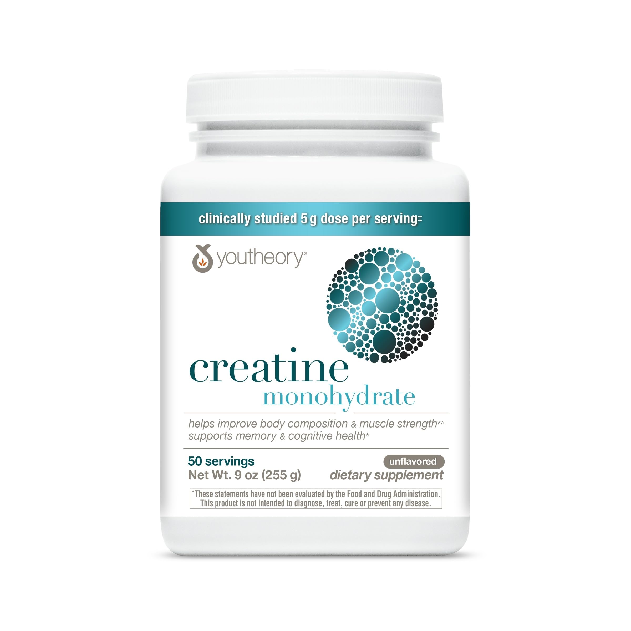 Youtheory Creatine Monohydrate Powder, Unflavored, 9 Ounces