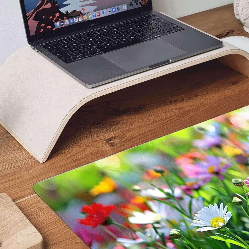 Podkładka pod mysz dla graczy, 1600x800mm XXL podkładka pod mysz do gier duża, zmywalna klawiatura biurowa mata antypoślizgowa gumowa wodoodporna, szyte krawędzie, gracz komputer PC, kwiaty