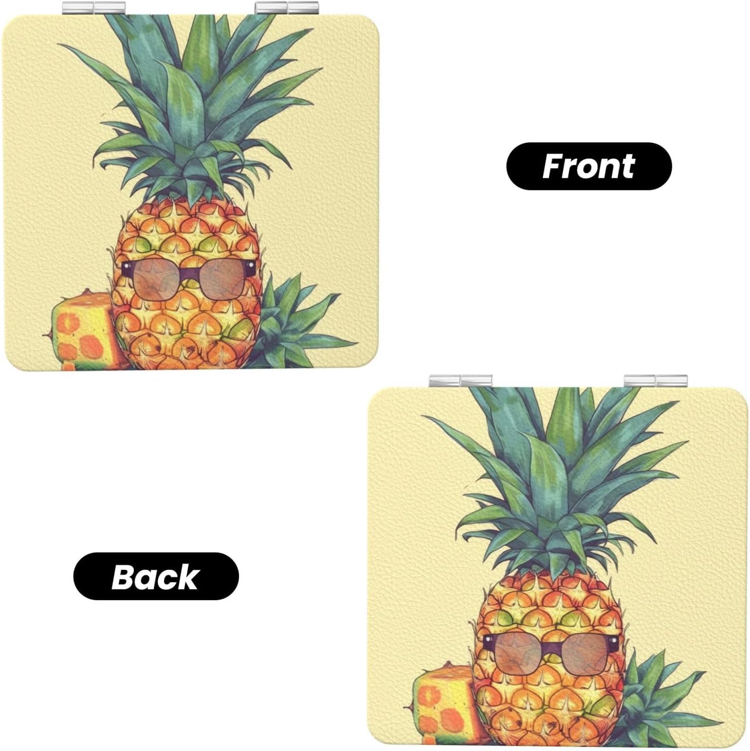 Compact Mirror Funny Pineapple Pocket Travel Makeup Mirrors Double Sided 1x/2x Magnifying Foldable Mini Cosmetic Mirrors Portable Handheld Beauty Mirror for Women Girls Gift image 2