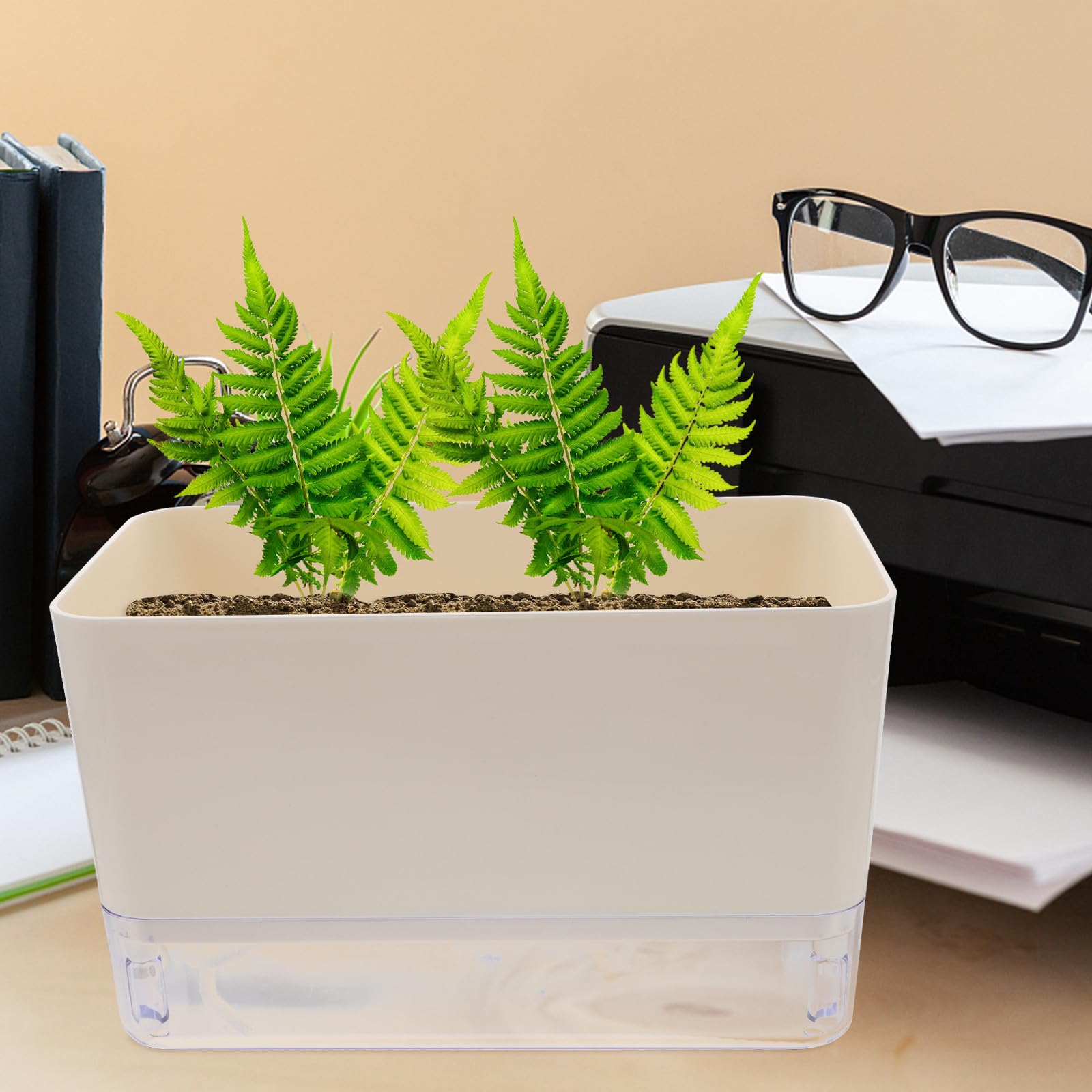 SHINEOFI Récipient à Arrosage Automatique pour Plantes D'intérieur Corde D'irrigation, Pot en Plastique Blanc sans Risque de Casse, Adapté pour Usage Intérieur et Extérieur